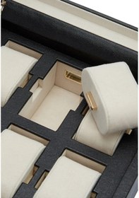 Resim Palermo 6'lı Deri Saat Kutusu Usb Şarj Girişli Kilitli 23x22x9 Cm Siyah 
