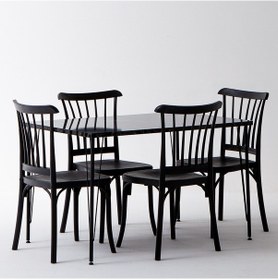 Resim Nero Siyah Masa 75x110 Cm Violet Siyah Sandalye Mutfak Masa Takım 