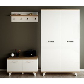 Resim AE-1075 Poli Vestiyer Takımı 2 Kapaklı Beyaz Askılıklı 