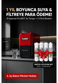 Resim Pluskit 8 Litre 15 Aşama Mineralli 80 Gpd Su Arıtma Cihazı Ks0010 