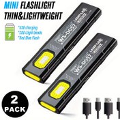 Resim 2 adet Mini İnce El Feneri Kalem Klipsi ile, USB Şarj Edilebilir COB Tamir İş Işığı, Şapka Klipsi Işığı, Kuyruk Manyetikli Fener, Kırmızı Mavi Stroboskop Işığı, Kamp, Balıkçılık, Koşu, Yürüyüş Köpekleri, Yürüyüş, Ev Acil Durumları, Mini El Feneri USB Şarj Edilebilir, USB Şarj Edilebilir El Feneri, USB Şarj Edilebilir LED Işık, USB Şarj Edilebilir Lamba, USB El Feneri, Güçlü El Feneri, Kamp 