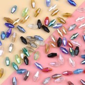 Resim 100 Adet LuxeCraft AB Iridescent Cam Boncuklar, 4x8mm Çift Koni Uzun Sivri Şekil, DIY Takı Yapımı, Kolye, Bileklik, Moda Temalı El Sanatları Malzemeleri için Gevşek Boncuklar 