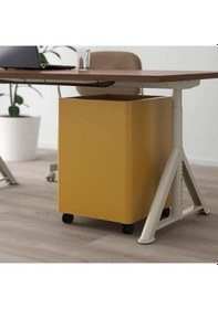 Resim Çekmeceli Çelik Ofis-Makyaj-Eşya Düzenleyici MeridyenDukkan Keson Hardal Sarı Renk 42x61 Cm Tekerlekli Meridyendukkan 