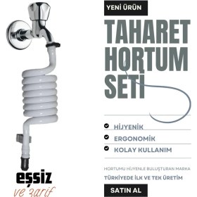 Resim Plasyay Spiral Wc Taharet Hortumu Duvar Sabitlemeli Plastik Kelepçeli Yeni Ürün 120 Cm 