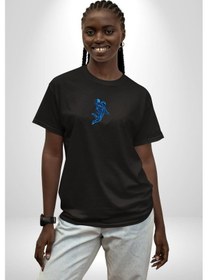 Resim Basketbol Mars Uzay Smaçı Siyah Oversize Unisex Ön Orta Minimal Baskılı Tişört Siyah 