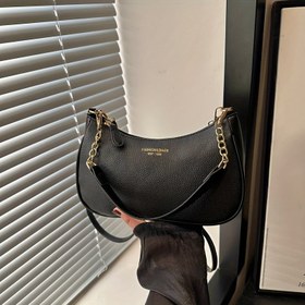 Resim Şık Crescent Kadın Omuz Çantası - Ayarlanabilir Askılı Trendy El Çantası, Fermuar Kapatma ve Altın Tonlu Donanım, Beyaz, Günlük veya Resmi Durumlar İçin Mükemmel, Durumla Uyumlu Çanta | Şık Aksesuar | Crescent Şekli 
