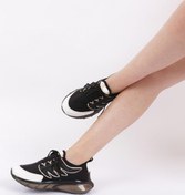 Resim Dgn Siyah - 1213-22y Kadın Bağcıklı Kalın Taban Sneakers Ayakkabı Siyah-beyaz 