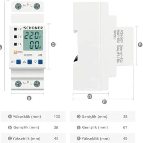 Resim Mena Rise Gerilim Koruma Rölesi Yüksek Alçak Voltaj Akım Koruma 63A Voltaj Koruyucu 