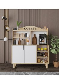 Resim Pisa Kahve Köşesi-çok Amaçlı Dolap-mutfak Dolabı Sbeyaz Safir Meşe - Beyaz 