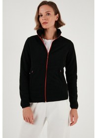 Resim Lela Slim Fit Anti-Pilling Tüylenme Yapmayan Fermuarlı 2'Li Paket Polar Bayan Hırka 5907012S2 Mor-Siyah 