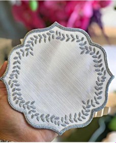 Resim Yuvarlak Gri 6'lı Kokteyl Kahve Sunum Peçetesi Maraş İşi Sırma Na 