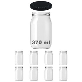 Resim Afracam 370 ML Siyah Metal Kapaklı Şeffaf Cam Kavanoz 8 Adet 