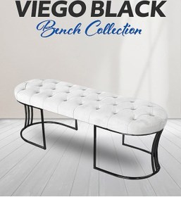 Resim Viego Siyah Bench Puf Beyaz 