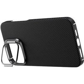 Resim Xemu Apple Uyumlu iPhone 15 Pro Max Magsafe Şarj Özellikli 600d Kevlar Krek Karbon Siyah 