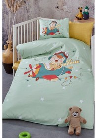 Resim Bonjardinhome Pilot Dijital Baskılı 3d Pamuklu Bebek Nevresim Takımı Yeşil 