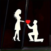 Resim Romantik Teklif Araba Stickerı - Çift ve Kalp Siluetli PVC Etiket "Seni Seviyorum", Arka Cam veya Kapı Süslemesi için Mükemmel, Düğün Arabası Dekorasyonu 