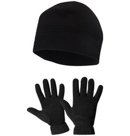 Resim Axe Sportswear Erkek Siyah Kışlık Termal Polar Eldiven - Polar Bere 2'li Set 