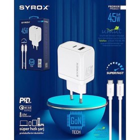 Resim Syrox Type-C 45 Watt Hızlı Şarj Aleti Beyaz 