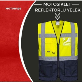 Resim Motobros Bisiklet - Motosiklet (kalın Reflektörlü) Yelek Premium Model ( Cepli ) 