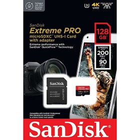 Resim Extreme Pro SDSQXCD-128G-GN6MA 128 G 200 - 90 MB/s MicroSDXC UHS-I A2 V30 Adaptörlü Hafıza Kartı 