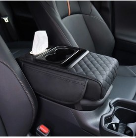 Resim Honeybeeshop Tesla Model 3 Y İç Konsol Aksesuarları 4ü 1 Arada Pu Malzeme Depolama Pedi Ve Bardak Tutucu Siyah 