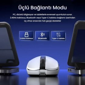 Resim Aula SC590 Pro PAW3311 Sensör 20000 Dpı 1000Hz Kablolu ve Kablosuz Gaming Oyuncu Mouse Beyaz 