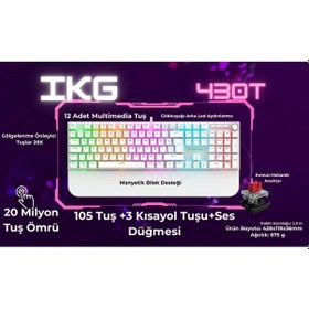 Resim Inca Ikg-430t Kablolu Usb Q Trk Beyaz Gaming Klavye 