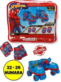 Resim Spiderman Çantalı Dizlik ve Dirseklikli 4 Teker Paten Seti - (22 - 29 Numara için Ayarlanabilir) 
