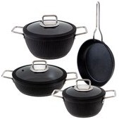 Resim Jumbo Dublin Black 7 Parça Granit Tencere Seti 