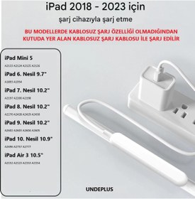 Resim UnDePlus İpad Air/pro 11/ 12.9 /13inç Pencil 2.nesil Uyumlu Avuç Içi Red/eğim Stylus Dokunmatik Kalemi Beyaz 