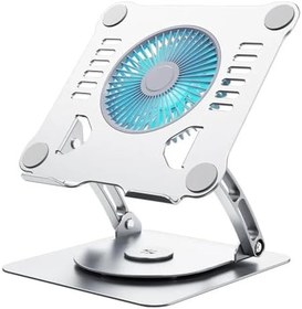 Resim Coverzone Soğutuculu Notebook ve Laptop Stand Yüksekliği Ayarlanabilir Fanlı Tutucu 10-17 inç Notebooklar ile uyumlu 360 Derece Döner%100 Tok Alüminyum Alaşımlı Katlanır CZY524 (CZY524 - Silver) 