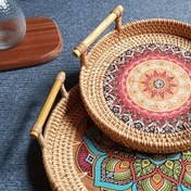 Resim Çift El Dokuma Hasır Sepet, Akşam Yemekleri İçin, Hasır ve Ahşap Palet Isı Yalıtım Altlığı - Mutfak Malzemeleri için Mükemmel, Noel, Halloween, Şükran Günü Hediyesi Halloween Işıkları (Sadece Sepet) 