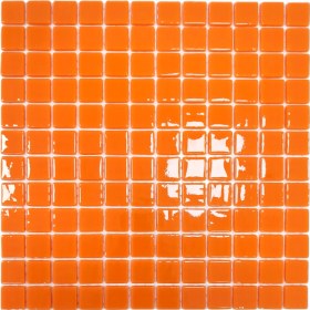 Resim Mutfak Tezgah Arası, Havuz, Banyo, Sauna, Spa, Iç , Dış, Zemin, Duvar, Kaplama ve Dekorasyon Uygulamalarında Tüm Yüzeyler Için, 25X25MM. Bal Kabağı Turuncusu, 31.5X31.5CM. Fileli Cam Mozaik. 