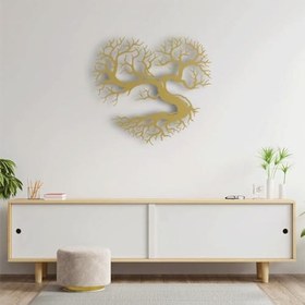 Resim Metal Hayat Ağacı Kalp Duvar Sanatı, 24 x 24 inç, Doğa Duvar Heykeli, Modern Minimalist Dekor (Altın, 20x18 inç (50x45 cm), Boyutlar) 