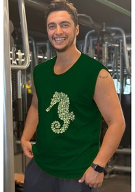 Resim Bluu Kolsuz Spor T-shirt Tank Top Spor Atlet Fitness Atlet 