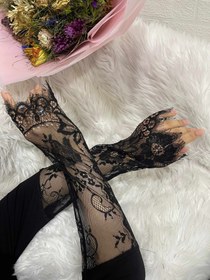 Resim Dantel Dokulu Zarif Kolluk - Şık Aksesuar - Siyah Dantelli 