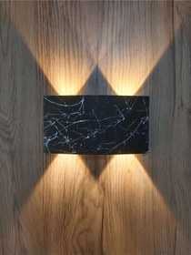 Resim U2 Uranüs Mermer Desen Kasa 10 W. Gün Işığı Ledli Dekoratif Çift Yönlü Iç Ve Dış Mekan Aplik Beyaz - Siyah 
