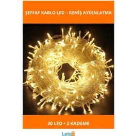Resim 5m 30 Led Gün Işığı 2 Kademeli Şeffaf Kablo Dekoratif Aydınlatma 1 Adet 