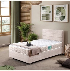 Resim Sofia Tek Kişilik Baza Başlık Comfort Yatak Seti Krem 90 x 200 