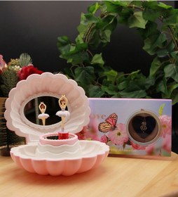 Resim İstiridye Müzik Kutusu Toz Pembe - İnci Kolye Hediyeli 