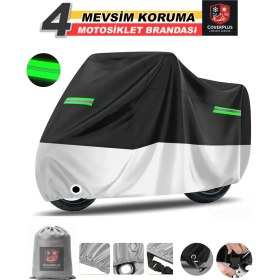 Resim Schwer Kawasaki Kle 650 Versys Reflektörlü Siyah-Gri Branda,motosiklet Brandası,motor Branda Motor Örtüsü (Güvenlik Kilidi ve Bağlantı Tokalı) 
