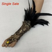 Resim Kadınlar İçin Gotik Y2K Parti Eldivenleri - Uzun Kollu Açık Parmak Tasarımlı, Esneksiz Resmi Eldivenler Halloween, Baloya ve Gece Kulüpleri için - Şık Vintage Aksesuar (Tekli - 2'li Paket), Festival Modası, Tüy Detaylı, Altın Tonlu Dantel 