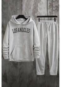 Resim Unisex Los Angles Baskılı Eşofman Takımı Gri 