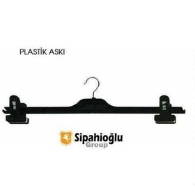Resim Mandallı Plastik Askı Elbise Askısı 38 CM 100 Adet Siyah 
