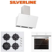 Resim Silverline Beyaz Cam Ankastre Set (3457 Soho 60+cs5429w01+bo6501w01) 