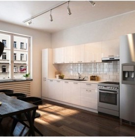 Resim Tdesigno Tanyeli Hazır Mutfak Dolabı Kiler Dahil 320 Cm Parlak Beyaz - Tezgah Dahil Beyaz 