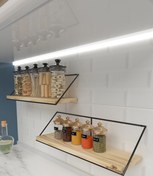 Resim MsY TREND Ikili Dekoratif Masif Doğal Ahşap Duvar Rafı Kitaplık Terek Mutfak Rafı Dekoratif Raf Baharatlık 