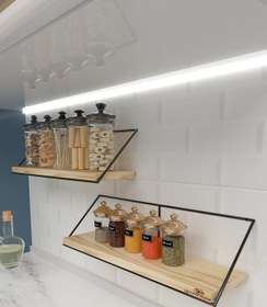 Resim MsY TREND Ikili Dekoratif Masif Doğal Ahşap Duvar Rafı Kitaplık Terek Mutfak Rafı Dekoratif Raf Baharatlık 