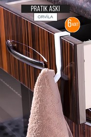 Resim Orvila 6'lı Askı Çok Amaçlı Pratik Banyo Havlu Mutfak Bezi Kapı Arkası Düzenleyici 