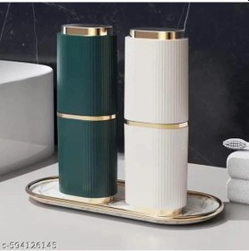 Resim 3b Trend Gold Detaylı Premium Diş Fırçalık Aksesuar Taşıma Kutusu Gözlük Diş Fırçası Diş Macunu Kabı Beyaz 